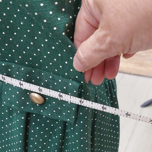 Green Polka Dot Dress White Collar vintage Mode O’ Day styled in California FAD - Picture 8 of 14
